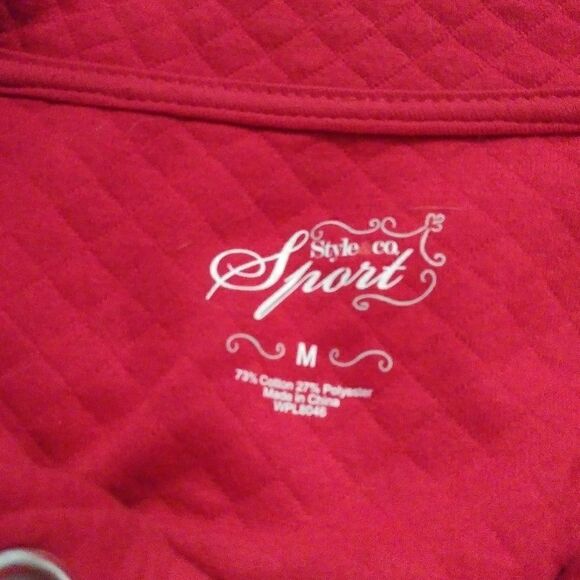 Style & co. Red Quilted Snap Button Down Sweater - Picture 4 of 6